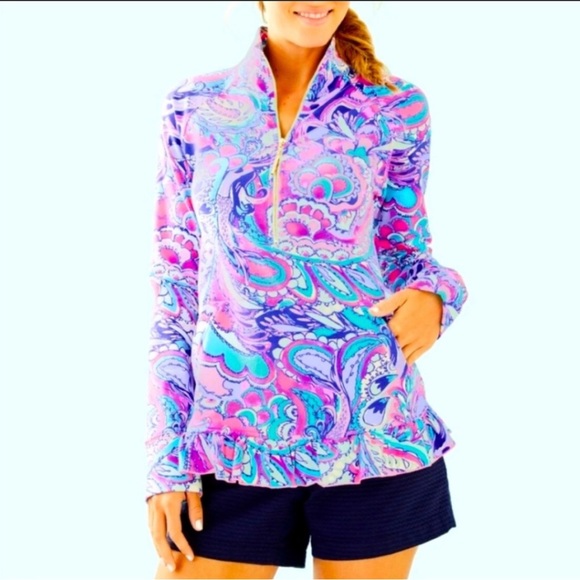 Lilly Pulitzer Tops - Lilly Pulitzer Killian Popover Pink Tropics Mermaids Call